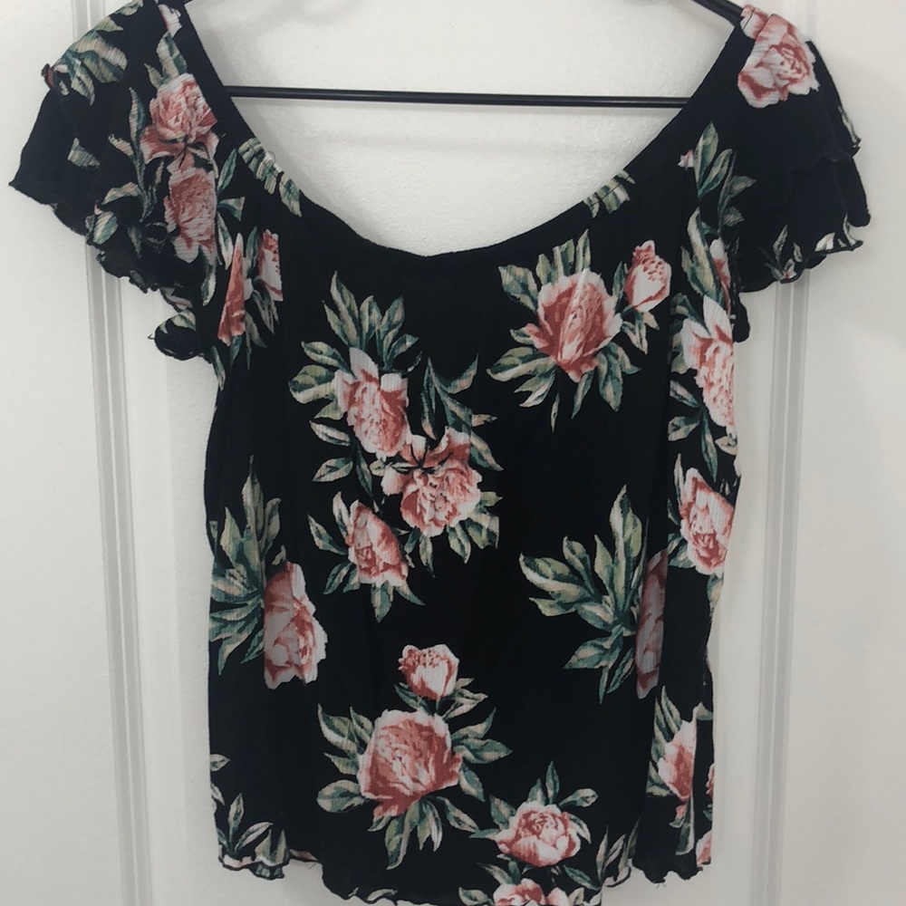 LA hearts over the shoulder top